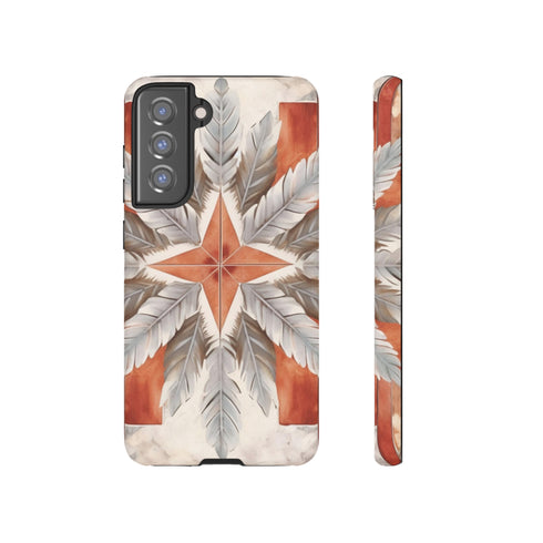 Silver Feather Compass - Impact Resistant Phone Case
